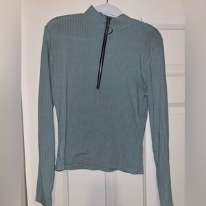 Nasty Gal Gray Long Sleeve Top with Zipper